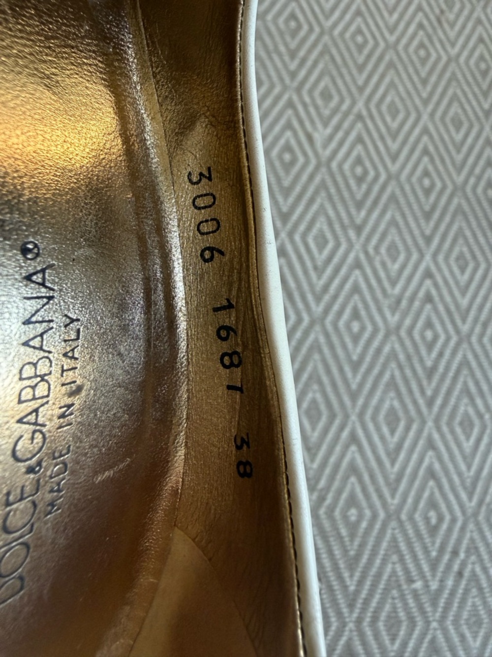 Dolce & Gabbana White Leather Peep-Toe Pumps with Gold Buckle Detail - Picture 8 of 12